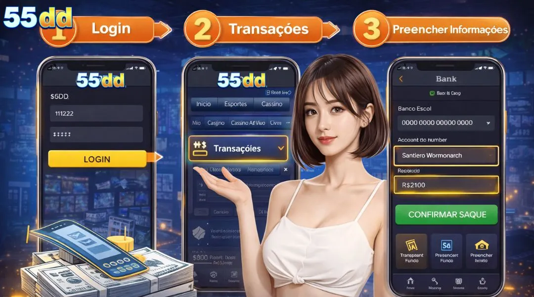 Interface de orientação de operação de saque na plataforma