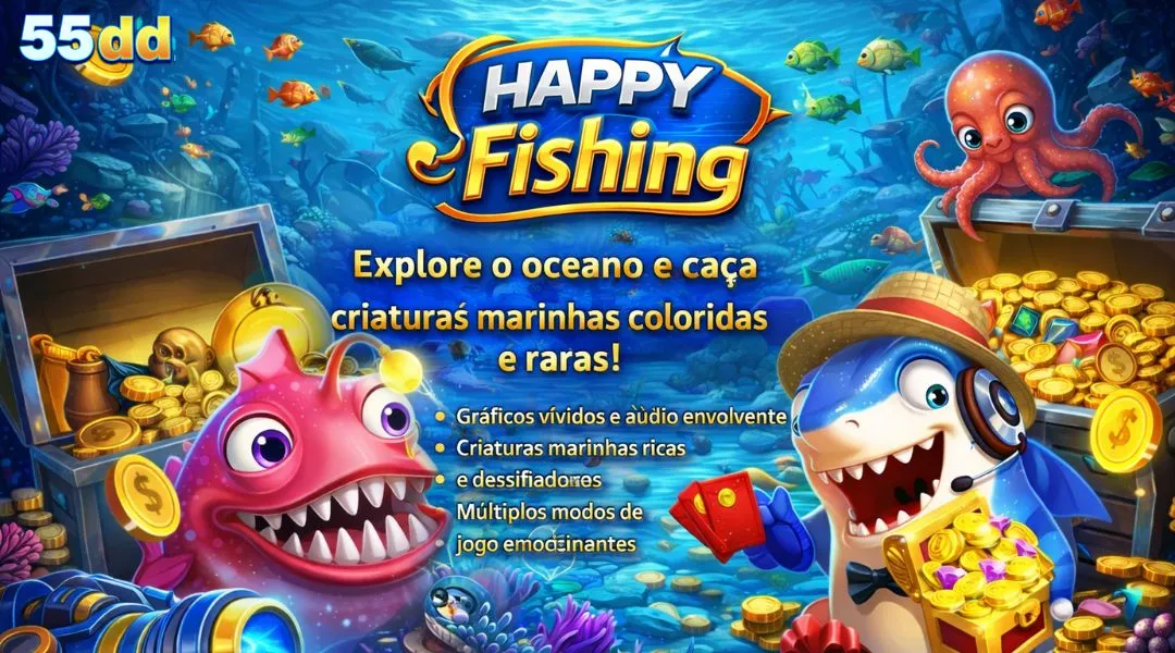 Happy Fishing Tem Cenário de Oceano Vastos